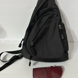 Concealed Modern Black Sling Backpack & Phone Holder